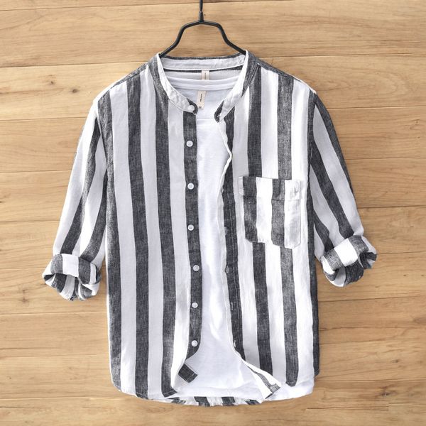 linen shirts men comfortable breathable natural linen black and white striped casual shirt 2020 new, White;black
linen shirts men comfortable breathable natural linen black and white striped casual shirt 2020 new, White;black
