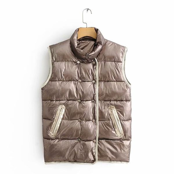 wt602 european chic sleeveless double breasted shining bread cotton padded vest autumn winter waistcoat, Black;white
wt602 european chic sleeveless double breasted shining bread cotton padded vest autumn winter waistcoat, Black;white