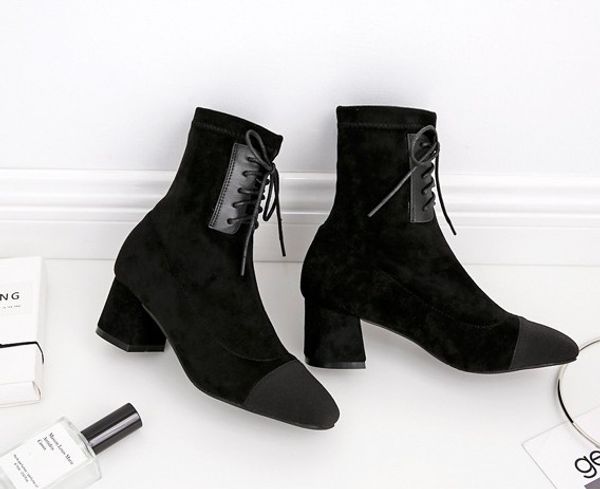 new western style women's mid calf boots coarse heels boots ladies simple pointed toe female winter woman, Black
new western style women's mid calf boots coarse heels boots ladies simple pointed toe female winter woman, Black