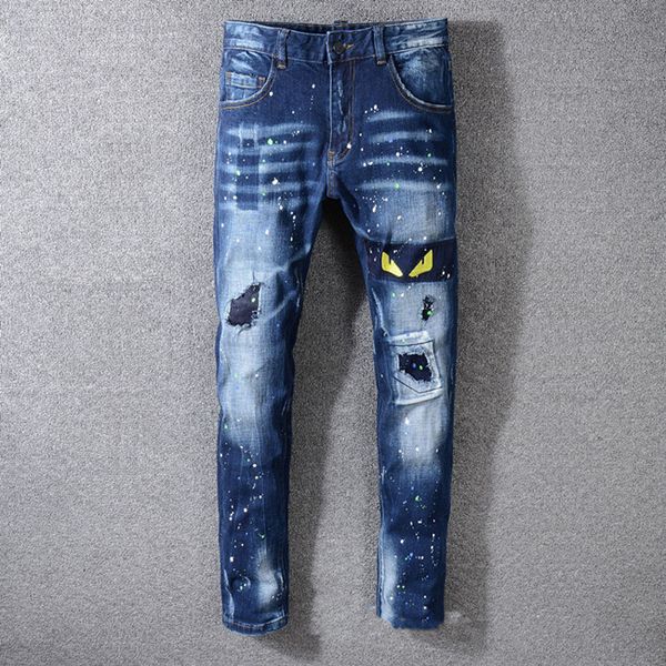 2020 new men'sdenim trousers explosion models special printing stitching pants section black jeans skinny men s clothing streetwear, Blue
2020 new men'sdenim trousers explosion models special printing stitching pants section black jeans skinny men s clothing streetwear, Blue