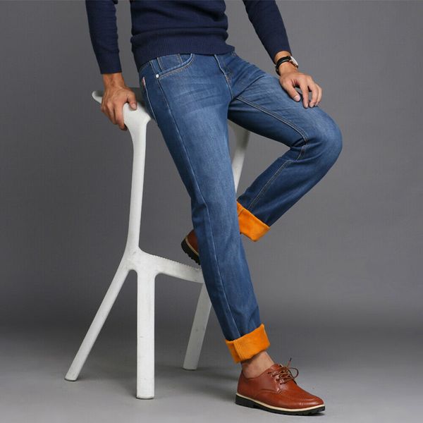 men winter thermal jeans fleeced lined denim long pants casual warm trousers for office travel mug88, Blue
men winter thermal jeans fleeced lined denim long pants casual warm trousers for office travel mug88, Blue