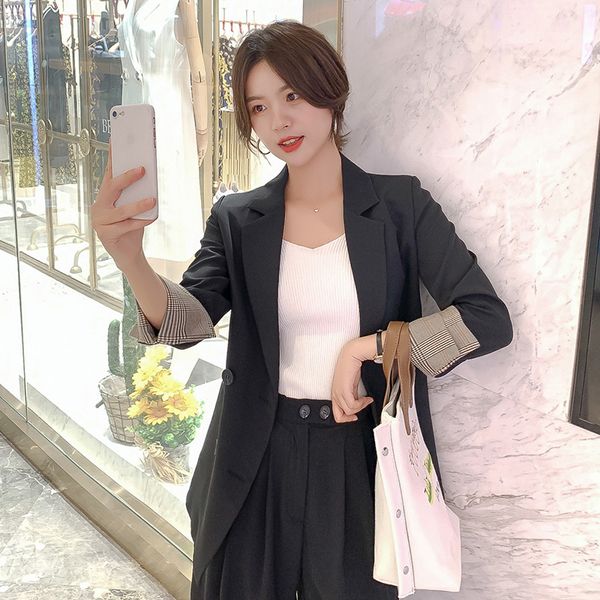 spring new korean version of net red blazer solid color suit jacket womens-style casual retro jacket, White;black
spring new korean version of net red blazer solid color suit jacket womens-style casual retro jacket, White;black