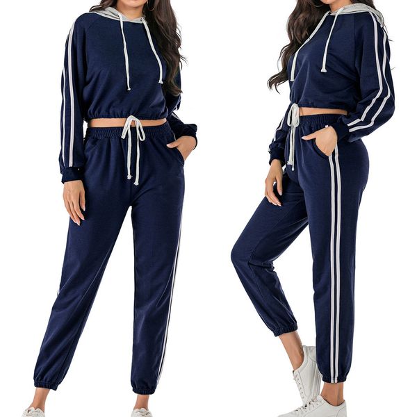 2pcs womens tracksuit 2019 autumn winter women long sleeve hooded striped print short sweatshirt trouser pants sets #d, White;black
2pcs womens tracksuit 2019 autumn winter women long sleeve hooded striped print short sweatshirt trouser pants sets #d, White;black