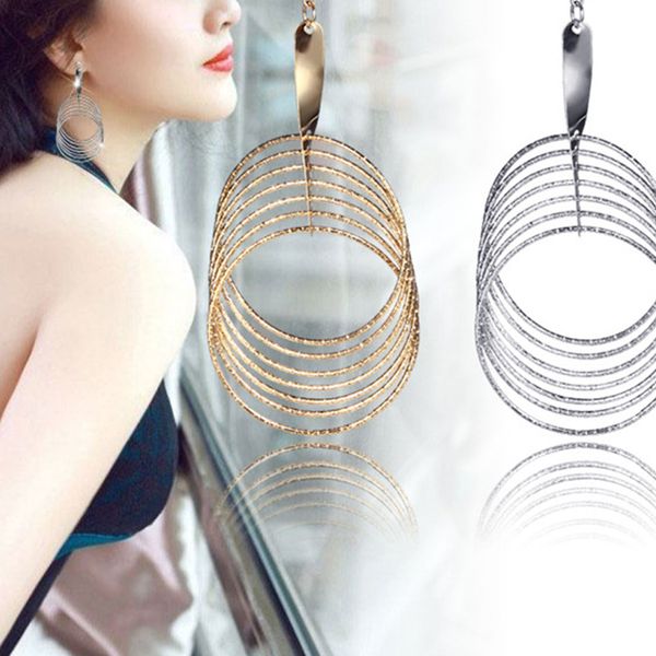 1 pair women girls multilayer hoop drop earrings large circle boho dangle earrings glitter crystal, Silver
1 pair women girls multilayer hoop drop earrings large circle boho dangle earrings glitter crystal, Silver