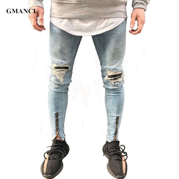 gmancl hip hop mens jeans patches distressed jeans slim fit skinny leg rock ripped stretch denim jogger pants plus size 38, Blue
gmancl hip hop mens jeans patches distressed jeans slim fit skinny leg rock ripped stretch denim jogger pants plus size 38, Blue