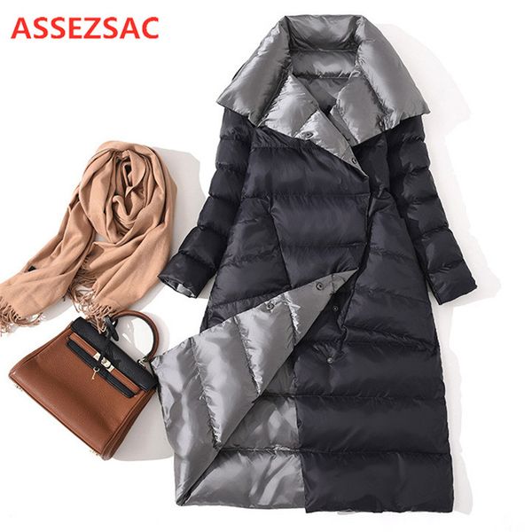 assezsac women double sided down long jacket winter turtleneck white duck down coat double breasted parkas warm snow outwear, Black
assezsac women double sided down long jacket winter turtleneck white duck down coat double breasted parkas warm snow outwear, Black