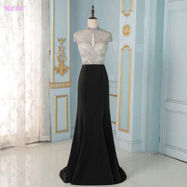 black crystals mermaid evening dresses long cap sleeve formal evening gown yqlnne, Black;red
black crystals mermaid evening dresses long cap sleeve formal evening gown yqlnne, Black;red