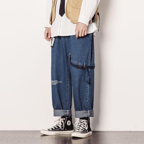 men's pants fashion hong kong style loose straight jeans youth casual wide leg overalls pockets streetwear, Black
men's pants fashion hong kong style loose straight jeans youth casual wide leg overalls pockets streetwear, Black