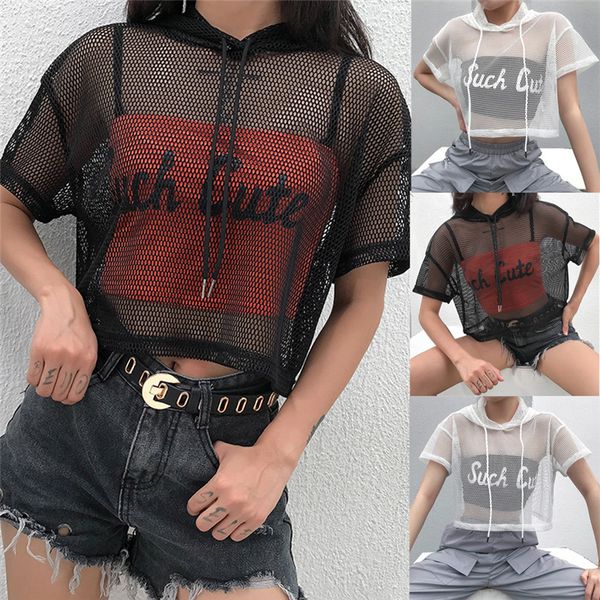 women's blouses & shirts women hollow mesh net hooded shirt short sleeve tee transparent blouse, White
women's blouses & shirts women hollow mesh net hooded shirt short sleeve tee transparent blouse, White