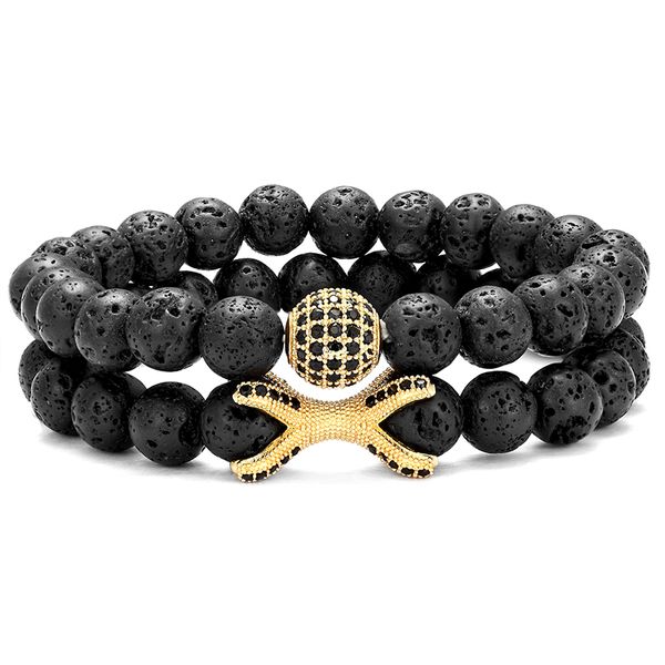 2 pieces / set natural stone black lava stone men's bracelet pavé cz ball bracelet classic classic stretch suit
2 pieces / set natural stone black lava stone men's bracelet pavé cz ball bracelet classic classic stretch suit