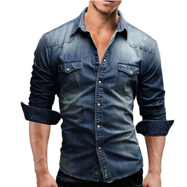 fashion men wash denim jeans shirt long sleeves autumn shirt casual top, White;black
fashion men wash denim jeans shirt long sleeves autumn shirt casual top, White;black