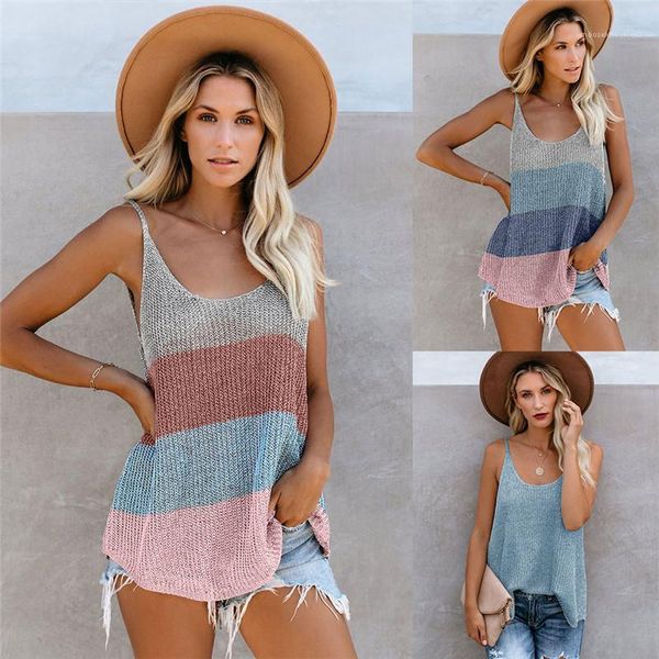 crop summer fashion sleeveless loose round neck thin strap famale casual clothing womens contrast knit, White
crop summer fashion sleeveless loose round neck thin strap famale casual clothing womens contrast knit, White