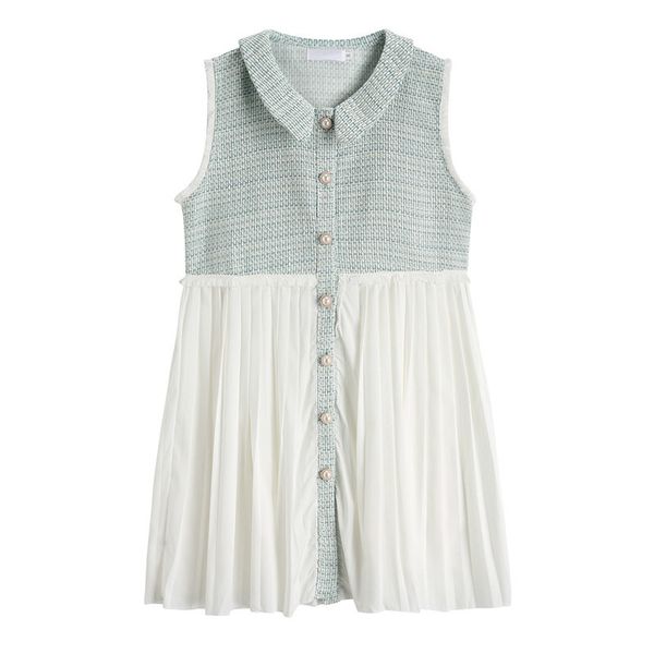 2019 new spring summer lapel sleeveless hit color green plaid hem pleated chiffon temperament dress women fashion a911, Black;gray
2019 new spring summer lapel sleeveless hit color green plaid hem pleated chiffon temperament dress women fashion a911, Black;gray