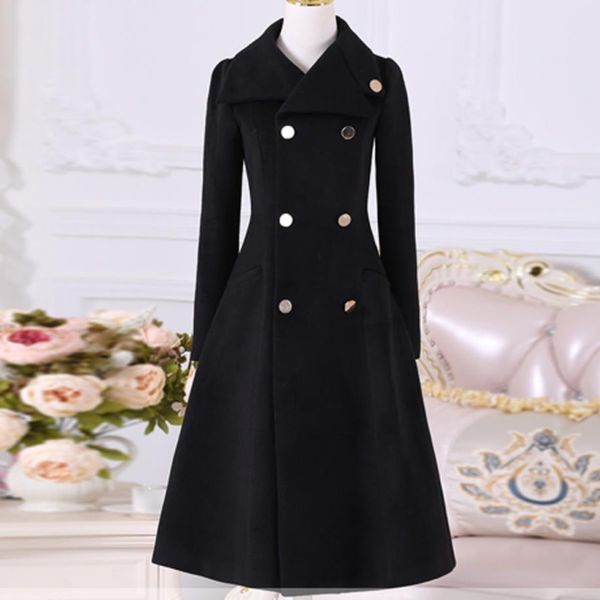 black double breasted autumn winter woolen coatwomen slim long wool blends coat
black double breasted autumn winter woolen coatwomen slim long wool blends coat