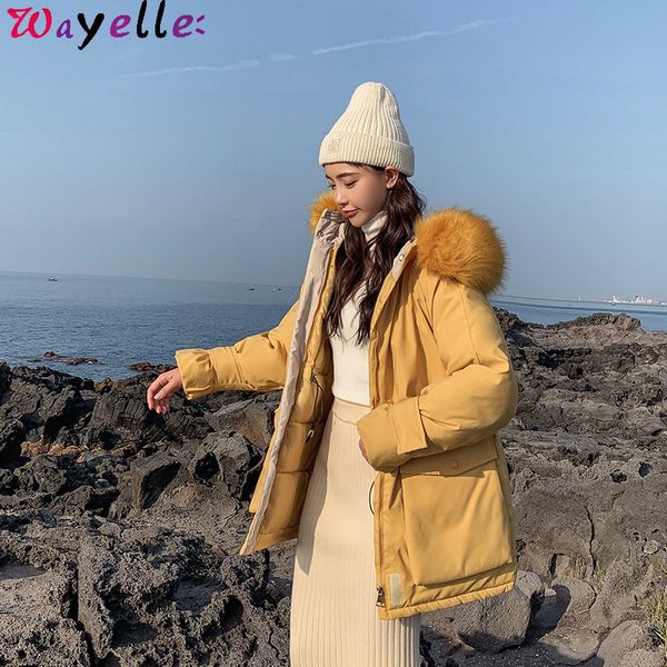 student winter down jacket women thicken warm long hooded fur collar cotton parkas 2019 new korean chic cotton jacket outwear, Black
student winter down jacket women thicken warm long hooded fur collar cotton parkas 2019 new korean chic cotton jacket outwear, Black