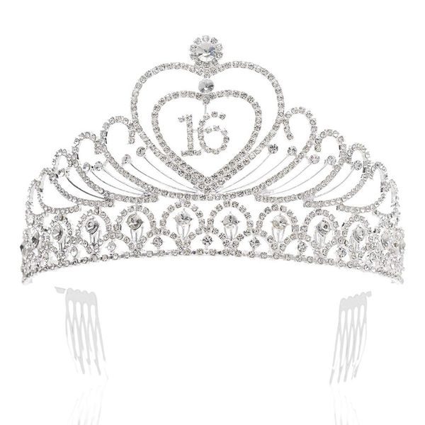 sweet 16th birthday crown party hats headband rhinestone tiara girl hair accessories, clear, Golden;white 
sweet 16th birthday crown party hats headband rhinestone tiara girl hair accessories, clear, Golden;white