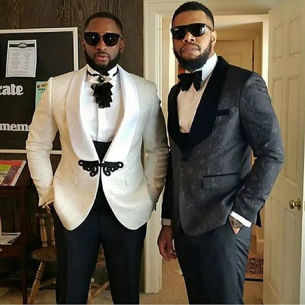 terno 3 pieces men suits for wedding 2020 custom made classic white blazer business prom suits groomsmen groom mens tuxedo, Black;gray