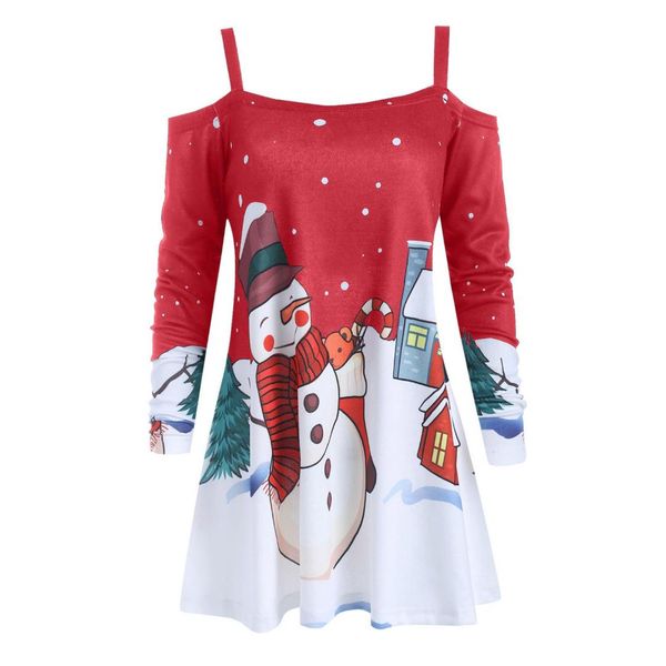 womens christmas 1950s housewife off shoulder sweatshirt print sling blouse, White 
womens christmas 1950s housewife off shoulder sweatshirt print sling blouse, White