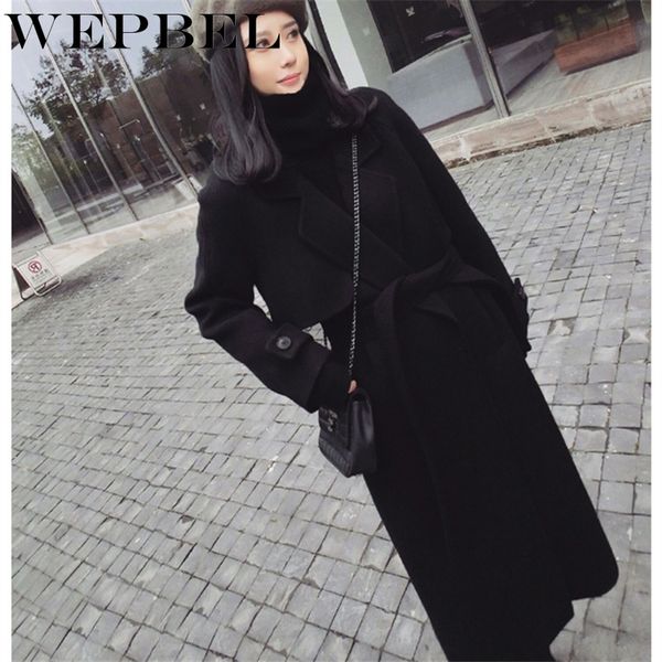wepbel women's fashion winter jacket trench coat oversized long with solid belt women's cashmere outerwear knee loose coat, Black
wepbel women's fashion winter jacket trench coat oversized long with solid belt women's cashmere outerwear knee loose coat, Black