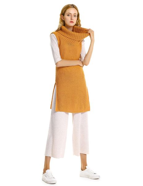 brand sleeveless split sweater dress turtleneck collar long sweaters vest casual loose knit jumper femme 2018, White;black
brand sleeveless split sweater dress turtleneck collar long sweaters vest casual loose knit jumper femme 2018, White;black