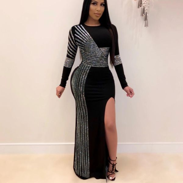deat 2020 spring new arrivals long sleeve o neck rhinestone diamonds slim high waist full dress women mi979, Black;gray
deat 2020 spring new arrivals long sleeve o neck rhinestone diamonds slim high waist full dress women mi979, Black;gray