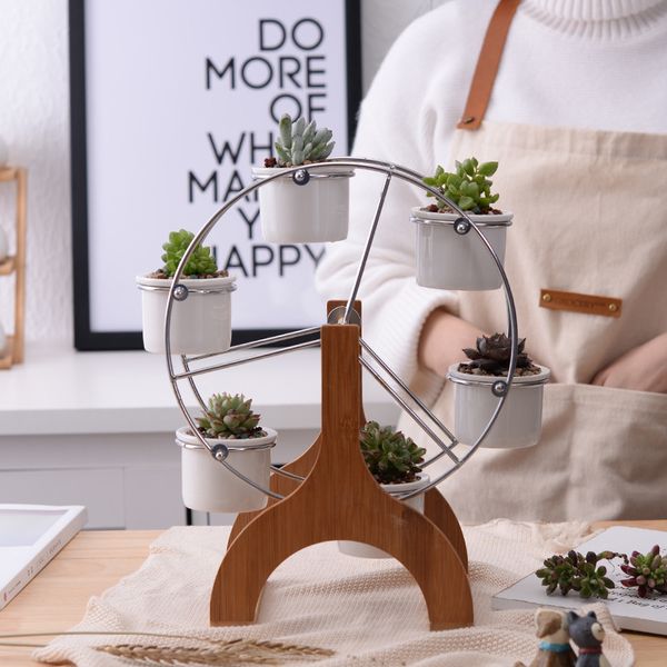 6+1 set of ferris wheel flower pots white ceramic garden decor planters succulent planter pots 6 mini bonsai planters decoration
6+1 set of ferris wheel flower pots white ceramic garden decor planters succulent planter pots 6 mini bonsai planters decoration