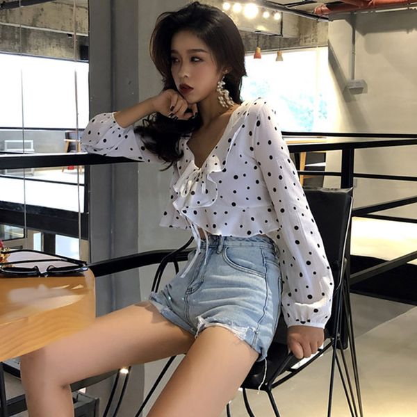 v neck chiffon shirt polyester fashion polka dot gift women blouse short casual ruffle puff sleeve summer, White
v neck chiffon shirt polyester fashion polka dot gift women blouse short casual ruffle puff sleeve summer, White