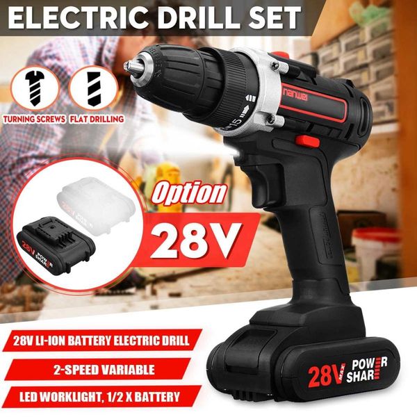 drillpro 28v cordless drill electric drill wrench double speed adjustment led lighting with 1/2pcs large capacity battery
drillpro 28v cordless drill electric drill wrench double speed adjustment led lighting with 1/2pcs large capacity battery