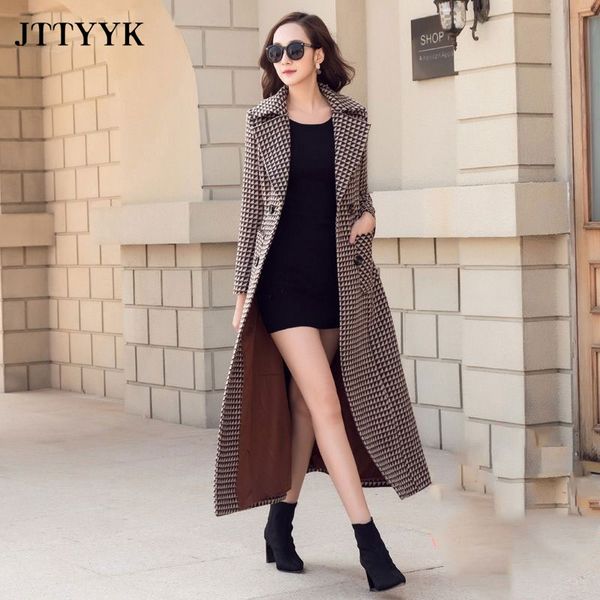 women's wool & blends women winter thick houndstooth woolen coat autumn long fashion plaid double breasted turn-down collar female coat, Black
women's wool & blends women winter thick houndstooth woolen coat autumn long fashion plaid double breasted turn-down collar female coat, Black