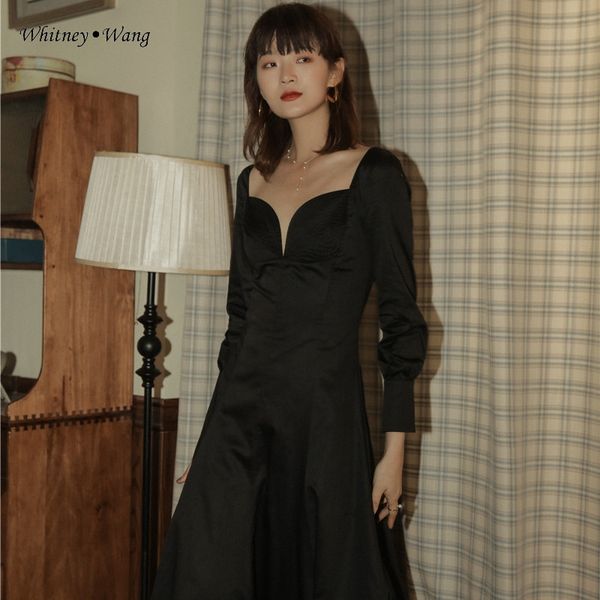 whitney wang 2020 spring fashion streetwear vintage square collar long dress women elegant maxi dress, Black;gray
whitney wang 2020 spring fashion streetwear vintage square collar long dress women elegant maxi dress, Black;gray