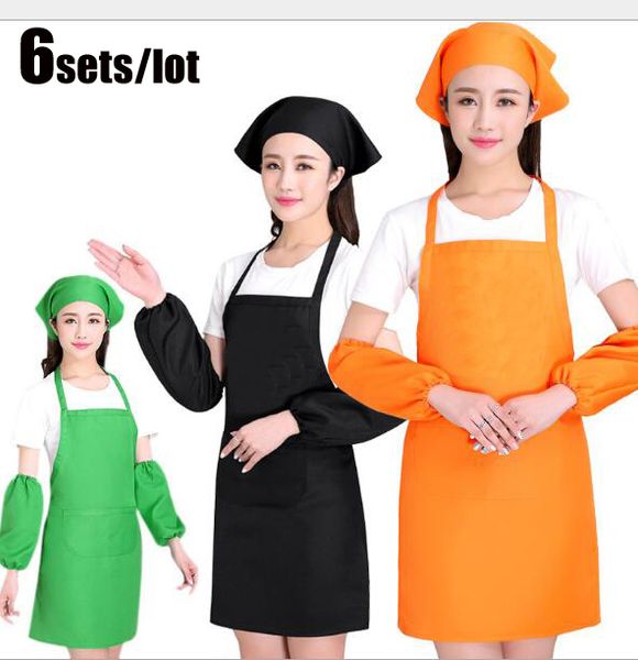 aprons 6sets/lot cute candy-colored three-person kitchen waists 12 colors apron sleeves and chef's scarf
aprons 6sets/lot cute candy-colored three-person kitchen waists 12 colors apron sleeves and chef's scarf