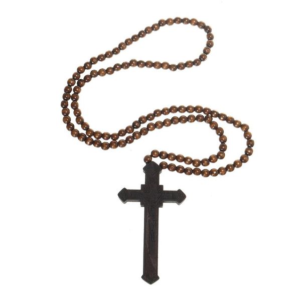 new boy large wood catholic jesus cross with wooden bead carved rosary pendant long collier statement necklace men jewelry, Silver
new boy large wood catholic jesus cross with wooden bead carved rosary pendant long collier statement necklace men jewelry, Silver
