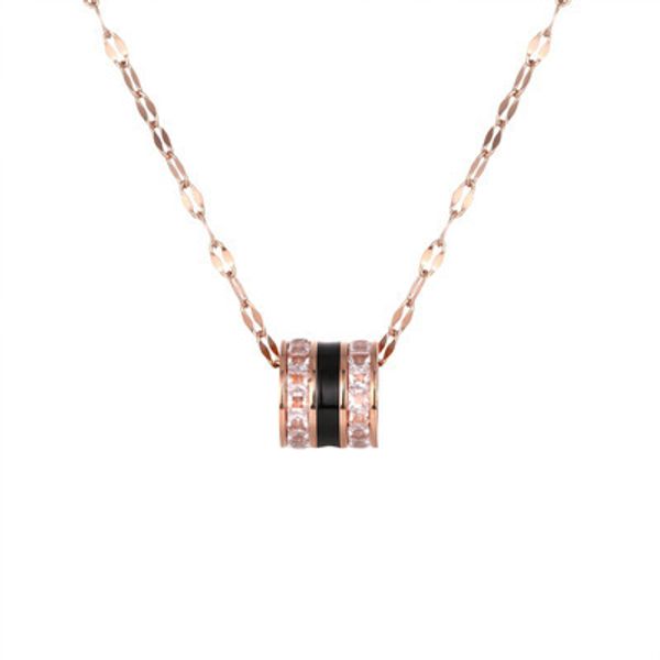 2020 new creative cylinder diamond titanium steel waist necklace female personality rose gold black epoxy clavicle chain unique design, Silver