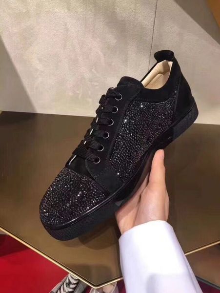 black suede + rhinestion junior red bottom sneakers flat men casual walking low cut rhinestone trainers classic brand party dress wedding
black suede + rhinestion junior red bottom sneakers flat men casual walking low cut rhinestone trainers classic brand party dress wedding
