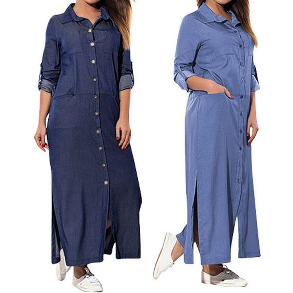 women casual loose swing long dress long sleeve denim solid dresses women turn down colonial dresses denim dress, Black;pink
women casual loose swing long dress long sleeve denim solid dresses women turn down colonial dresses denim dress, Black;pink