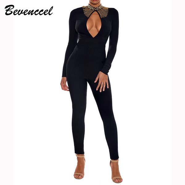 2019 new black bandage jumpsuit long sleeve beads split bodycon celebrity party bodysuit elegant women jumpsuit, Black;white
2019 new black bandage jumpsuit long sleeve beads split bodycon celebrity party bodysuit elegant women jumpsuit, Black;white