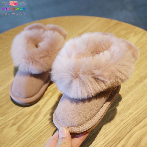 

posh dream 2019 winter baby girls warm fur boots shoes soft sole 0-3 year toddler baby velvet boots princess shoes snow, Black;grey