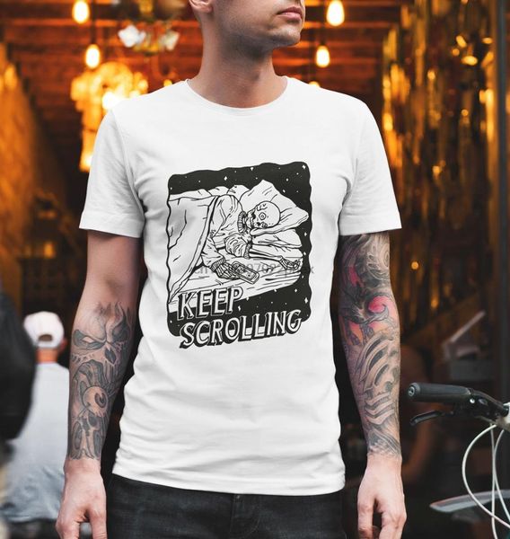keep scrolling screen print t-shirt surreal horror culture alternative skeleton illustration screenprint black and white, White;black
keep scrolling screen print t-shirt surreal horror culture alternative skeleton illustration screenprint black and white, White;black