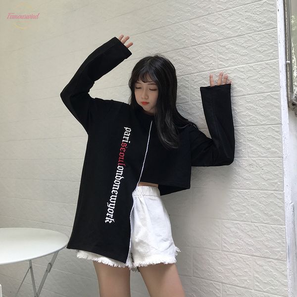 2020 new arrvial fashion halajuku letter printed irregular all match casual long sleeve female t shirts, White
2020 new arrvial fashion halajuku letter printed irregular all match casual long sleeve female t shirts, White