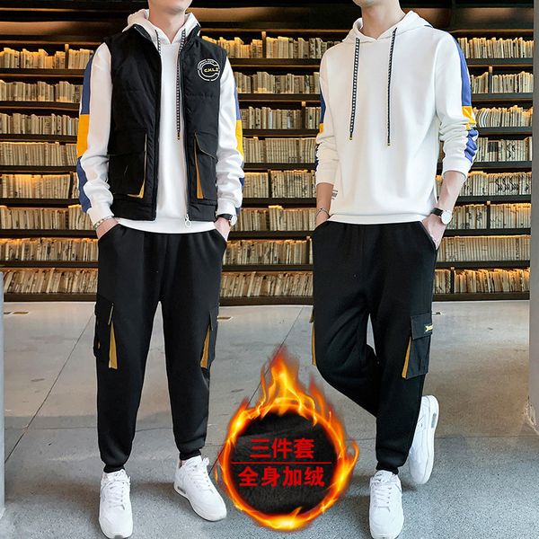 3pcs winter men sportswear sweatsuit thick fleece jacet hoodie+vest runnning jogger fitness casual workout gym set sport suit, Black;blue
3pcs winter men sportswear sweatsuit thick fleece jacet hoodie+vest runnning jogger fitness casual workout gym set sport suit, Black;blue