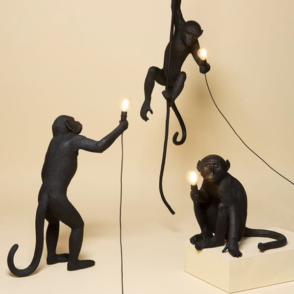 

Resin Monkey Lamp Modern Pendant Lights Home Deco Hemp Rope Hanging Lamps Loft Luminaire Suspension Abajur Light Fixtures E27