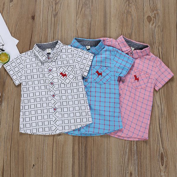 children boy cotton short sleeve shirt summer plaid cartoon puppy printed tees shirts casual blouse, White;black
children boy cotton short sleeve shirt summer plaid cartoon puppy printed tees shirts casual blouse, White;black