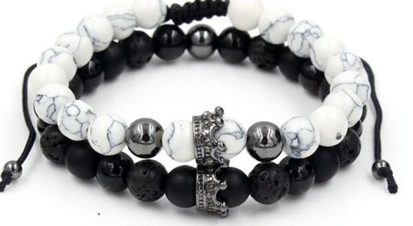8mm 2pcs/lot yj3 gold silver copper cz zircon cubic zirconia elastic crown white howlite volcanic lava bracelet bangles, Black
8mm 2pcs/lot yj3 gold silver copper cz zircon cubic zirconia elastic crown white howlite volcanic lava bracelet bangles, Black