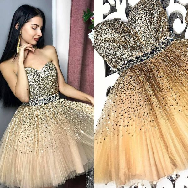 2019 sequined short prom dresses sweetheart knee length cocktail party pageant gowns with crystals custom made evening dress, Black
2019 sequined short prom dresses sweetheart knee length cocktail party pageant gowns with crystals custom made evening dress, Black
