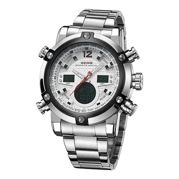 WEIDE Men Automatic Digital Electronic Watch LCD Camping Watches Led Quartz Wristwatch Stainless Steel Sport Orologio Clock WH5205
WEIDE Men Automatic Digital Electronic Watch LCD Camping Watches Led Quartz Wristwatch Stainless Steel Sport Orologio Clock WH5205