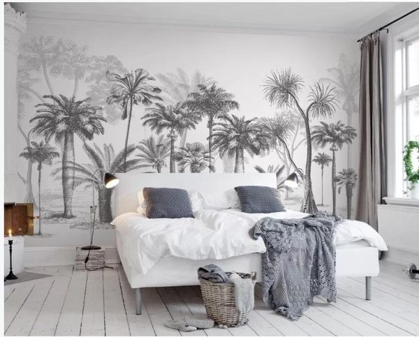 black and white coconut tree tv background wall modern wallpaper for living room
black and white coconut tree tv background wall modern wallpaper for living room
