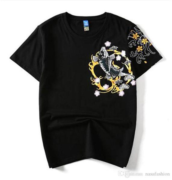 summer mens koi embroidery tshirts floral printed sakura chinese style male tees pullover loose casual couple clothing, White;black
summer mens koi embroidery tshirts floral printed sakura chinese style male tees pullover loose casual couple clothing, White;black