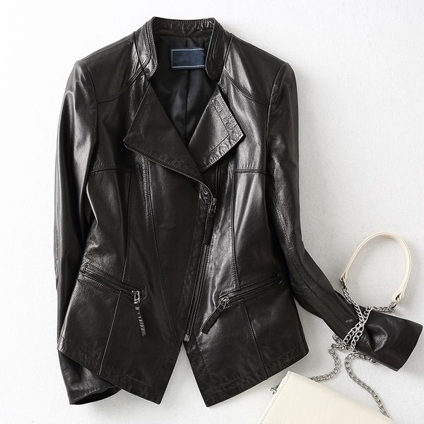 women's fur coat real genuine leather jacket women clothes 2019 korean vintage spring autumn slim sheepskin coat outwear zt2350, Black
women's fur coat real genuine leather jacket women clothes 2019 korean vintage spring autumn slim sheepskin coat outwear zt2350, Black