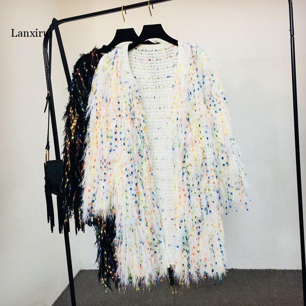 women's knits & tees lambs sequins tassels knitted sweater long jacket hook flowers cardigan handmade mixed color fringed velvet fluffy, White
women's knits & tees lambs sequins tassels knitted sweater long jacket hook flowers cardigan handmade mixed color fringed velvet fluffy, White