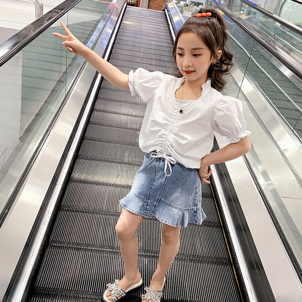 summer girls suit kids clothing set teens girl short sleeve white & denim skirt 2 pcs sets child clothes outfits 8 10 years
summer girls suit kids clothing set teens girl short sleeve white & denim skirt 2 pcs sets child clothes outfits 8 10 years